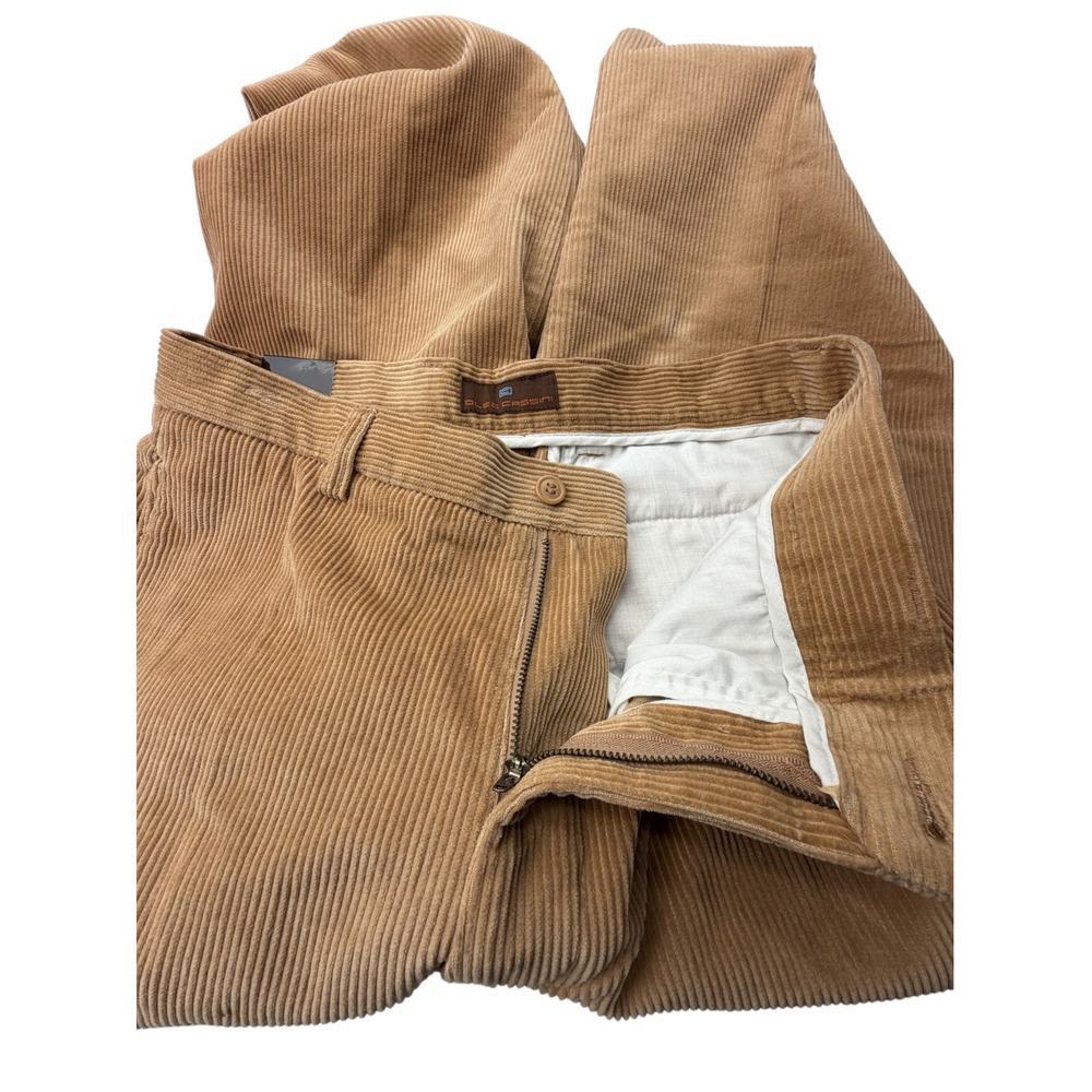 Oleg Cassini Men's 32x30/31 Camel 75% Silk Corduroy Pants NWT Flat Front - Picture 11 of 14